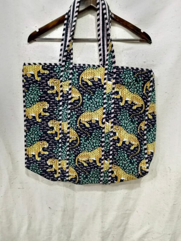 Jaipuri Print Cotton Quilted Tote Bag With Zip