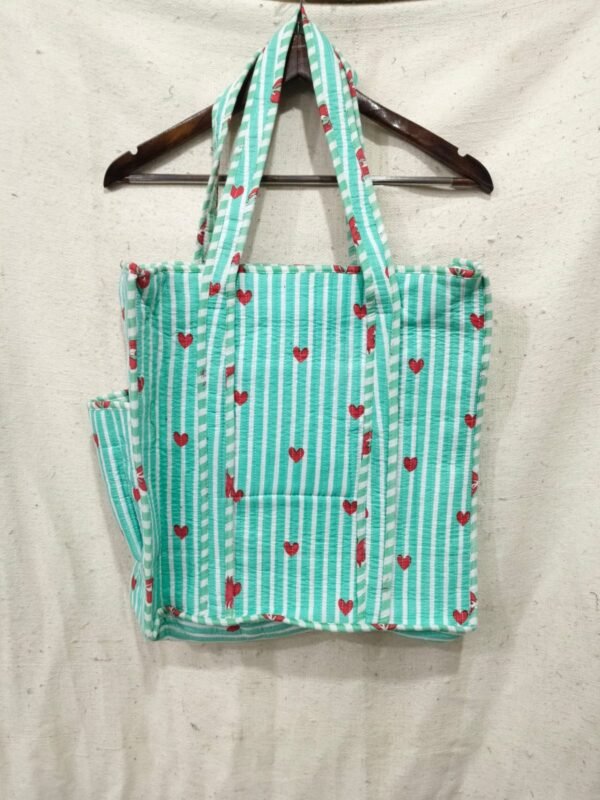 Jaipuri Print Cotton Quilted Tote Bag With Zip