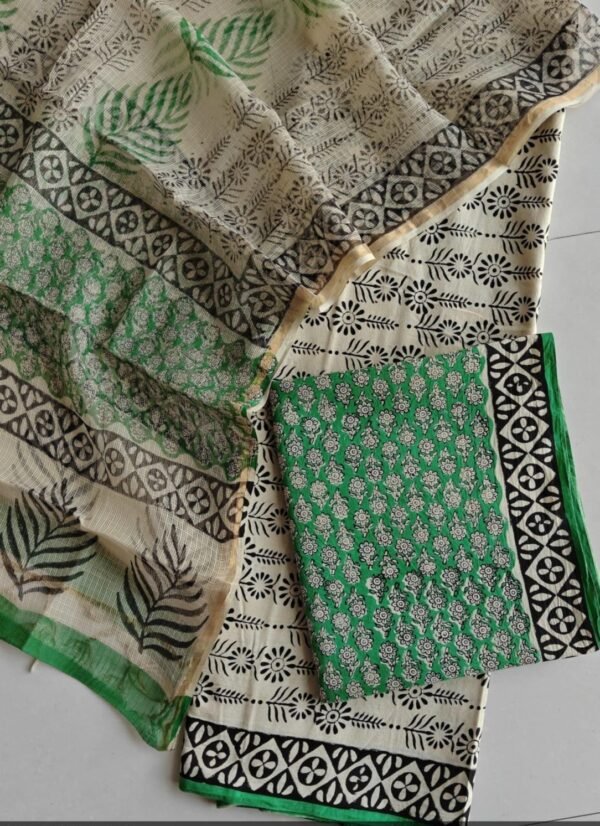 Block Print Cotton Suit With kota Doriya Dupatta