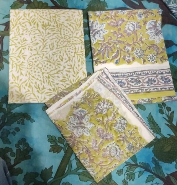 Block Print Cotton Suit With kota Doriya Dupatta