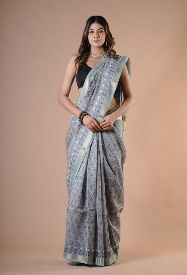 Hand Block Maheshwari Silk Saree