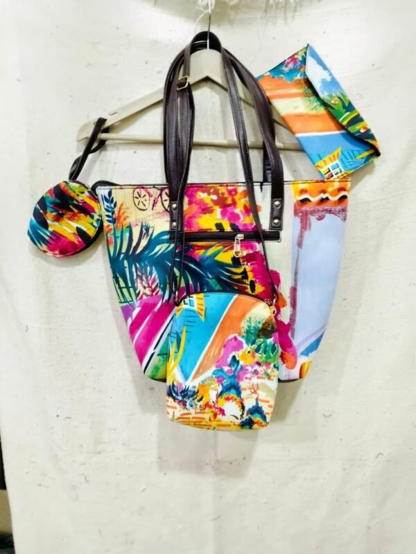 Jaipuri Printed Cotton 4pes Bag Set