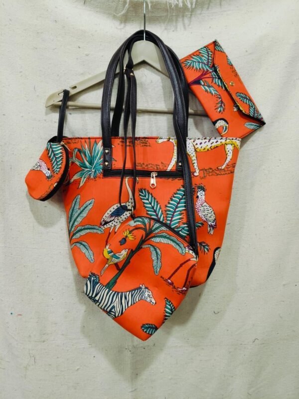 Jaipuri Printed Cotton 4pes Bag Set