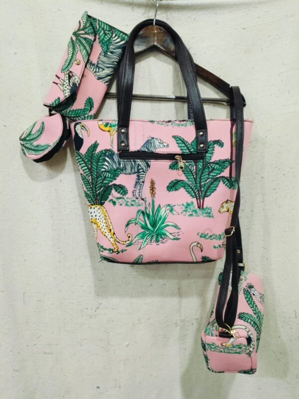 Jaipuri Printed Cotton 4pes Bag Set