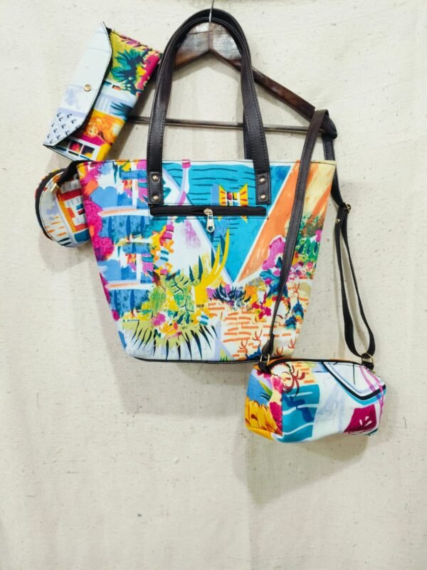 Jaipuri Printed Cotton 4pes Bag Set