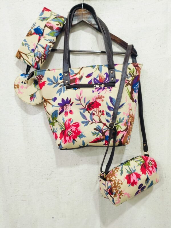 Jaipuri Printed Cotton 4pes Bag Set