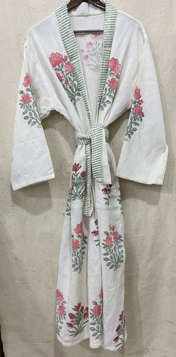 Block Print Cotton Waffle Robe
