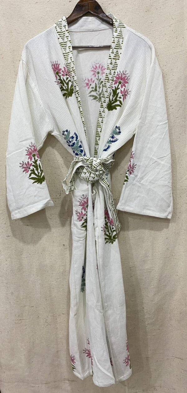Block Print Cotton Waffle Robe