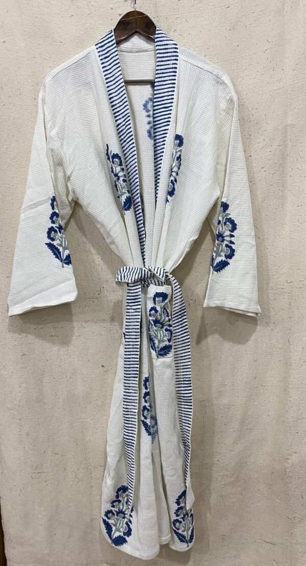 Block Print Cotton Waffle Robe