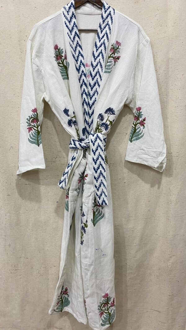 Block Print Cotton Waffle Robe