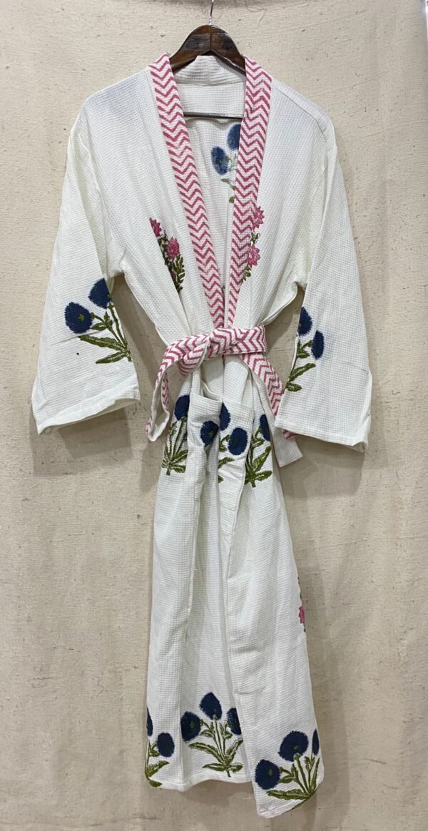 Block Print Cotton Waffle Robe