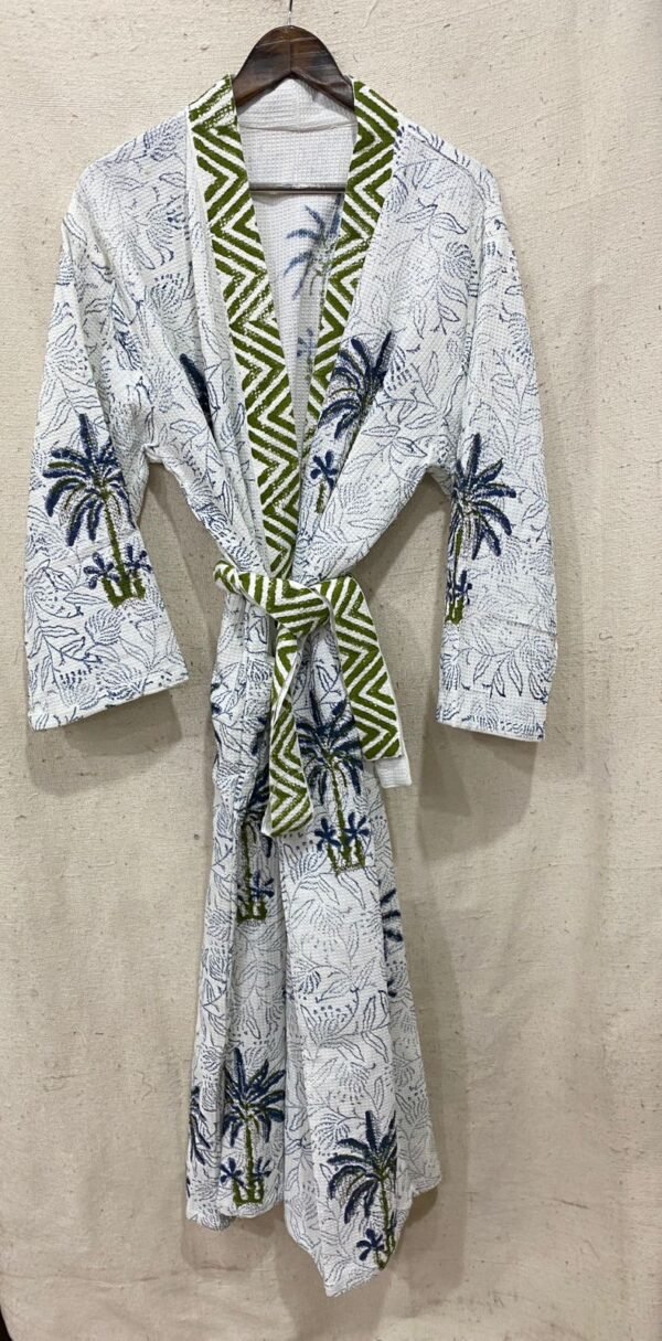 Block Print Cotton Waffle Robe