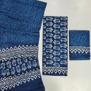 Block Print Cotton Suit With Cotton Dupatta