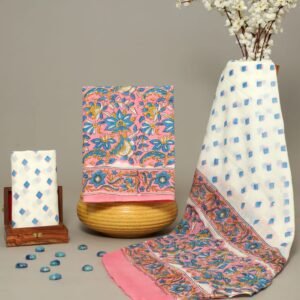 Block Print Cotton Suit With Cotton Dupatta