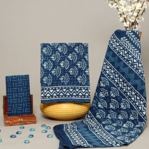 Block Print Cotton Suit With Cotton Dupatta