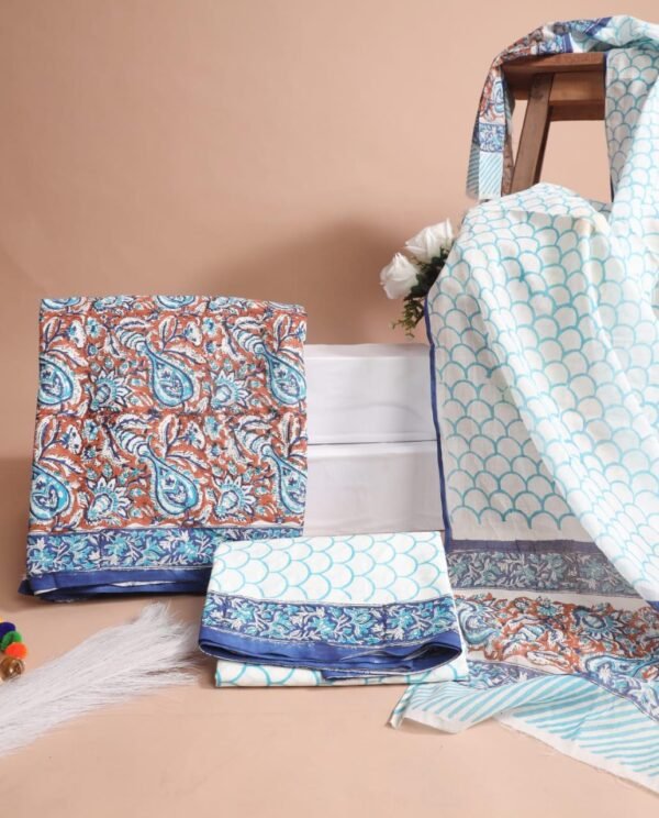 Block Print Cotton Suit With Cotton Dupatta