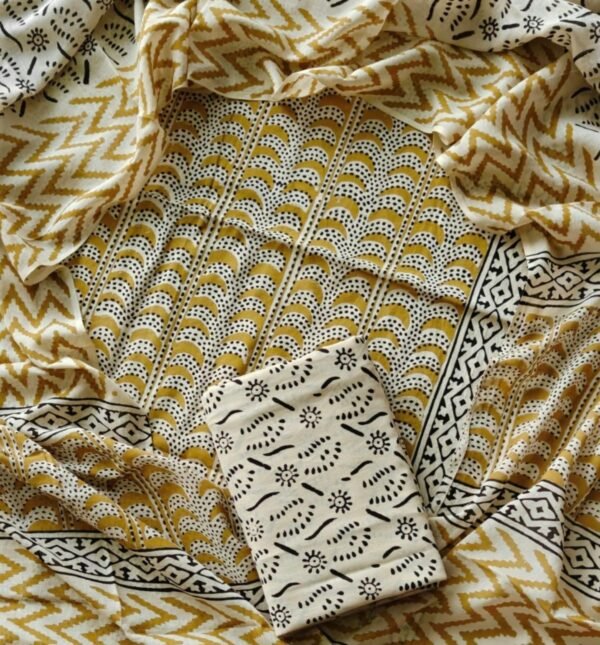 Block Print Cotton Suit With Cotton Dupatta