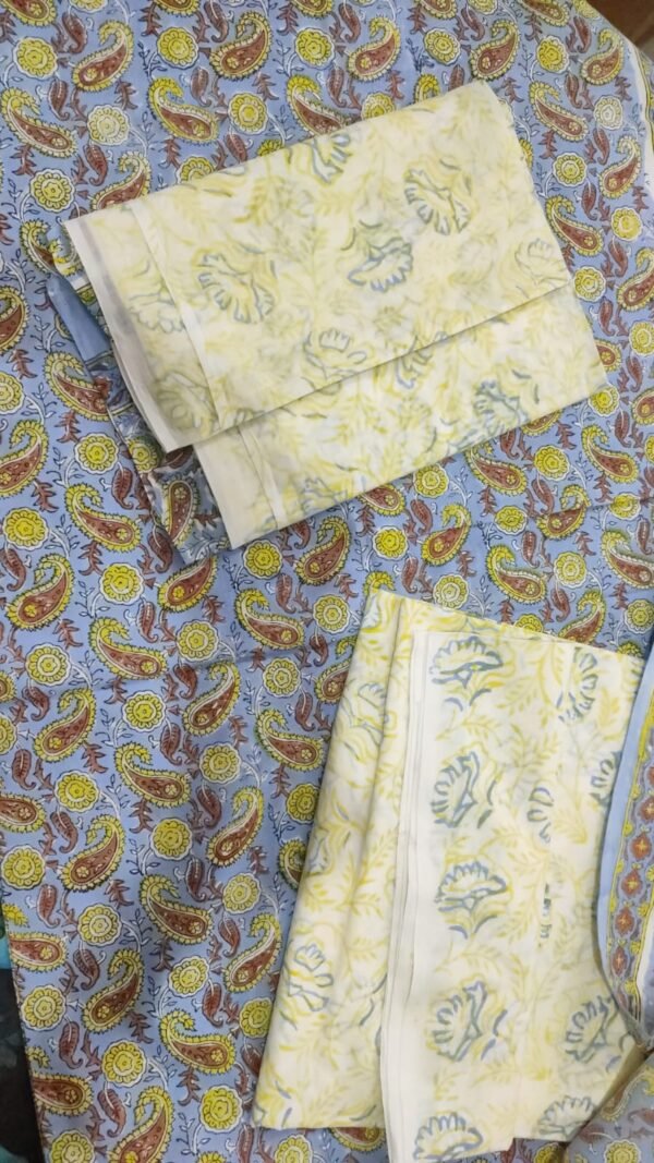 Block Print Cotton Suit With Cotton Dupatta