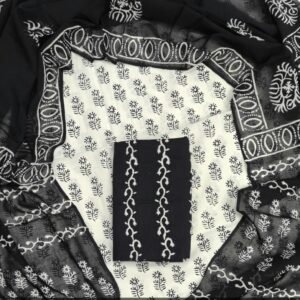 Block Print Cotton Suit With Cotton Dupatta