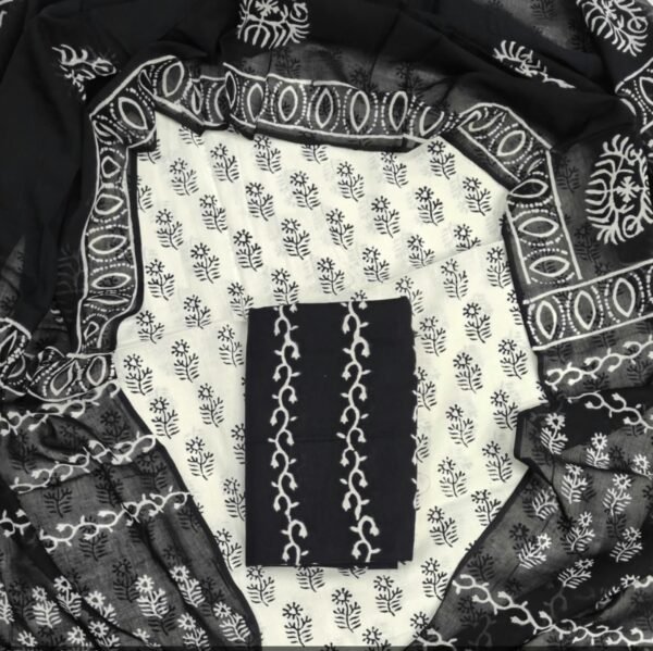 Block Print Cotton Suit With Cotton Dupatta
