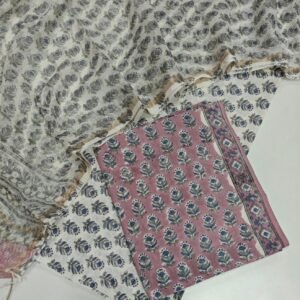 Block Print Cotton Suit With kota Doriya Dupatta