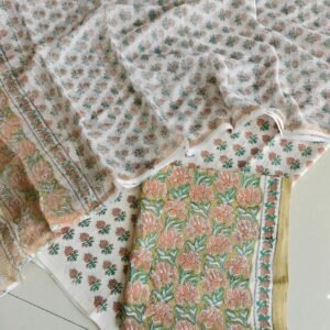 Block Print Cotton Suit With kota Doriya Dupatta