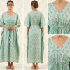 Mint Green & Grey Jaipuri Print Long Kaftan - Copy