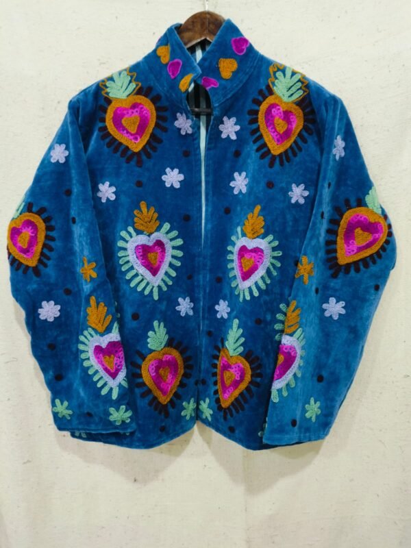 Blue Heart Thread Sujani Jacket Velvet Cotton