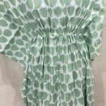 Green Hand Block Printed Cotton Kaftan