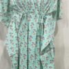 Mint Green & Grey Jaipuri Print Long Kaftan,