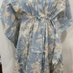 Dusty Blue Floral Cotton Kaftan