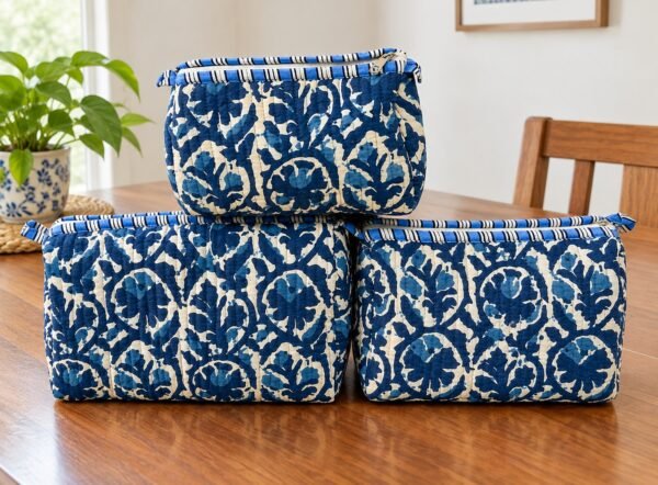 3-Piece Jaipuri Print Travel Pouch Set Combo