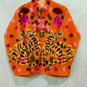 Tiger Embroidery Velvet Suzani Jacket